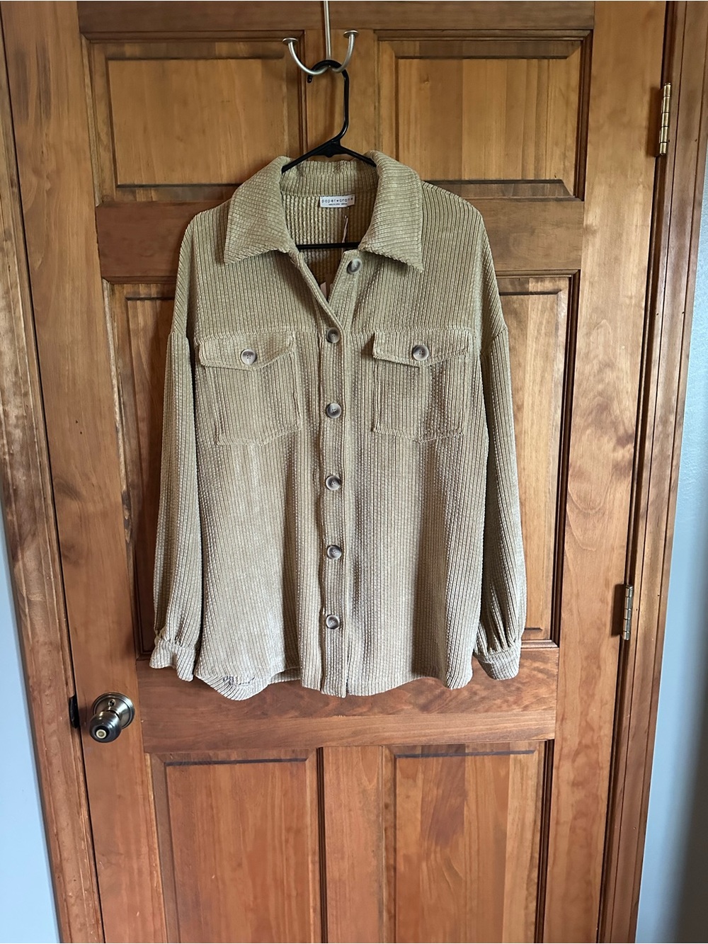 Anthropologie Tan Button-Front Corduroy Shacket size medium
